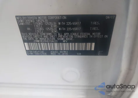 2017 Toyota Rav4 Xle z USA, uszkodzony, nr VIN JTMWFREV9HD104623